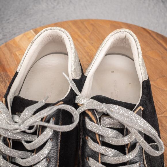 Philippe Prsx Model Grey Black Leather Low Top Casual Sneakers 39 EU Or 8-8.5 US - Picture 7 of 8